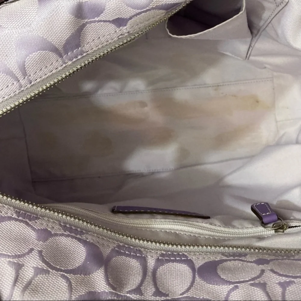 Coach rare purple leather and canvas signature c tote bag